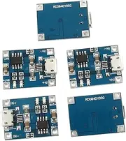 5 Pack 1a Lithium Battery Charger Module DIY Accessory 5v Micro USB for 18650 Polymer Rechargeable Li-ion