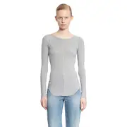 [ANDREA YA AQOV] Ribbed crewneck top Grey