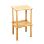 MIUZ 2-Tier Tall Side Table Bedside Table Solid Oak Display Rack Shelf Bookstand