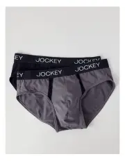 [Jockey] Chafe Proof Pouch Brief 2 Pack in Black/Charcoal