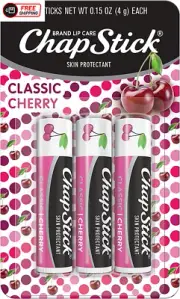 Chapstick 3 Pack, Cherry: Chapstick Classic (3 Sticks) Cherry Flavor Skin Protec