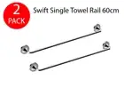 2x Johnson Suisse Swift Single Towel Rail Rack Holder Wall Mounted Chrome 60cm