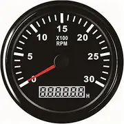 ZFGVGNMTYA 85mm Tachometer 3000RPM with Hour Meter Truck Car Boat Diesel Engine Tacho RPM Meter Gauge REV Counter with Backlight Car Tachometer(Black 3K RPM)