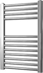 Greened House Chrome Straight Heated Towel Rail 400mm Wide x 600mm high Flat Central Heating Towel Radiator