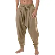 Men's Joggers Trousers Summer Pants Boho Pants Drawstring Elastic Waist Baggy Plain Comfort Breathable Casual Daily Streetwear Sports Fashion Black Navy Blue M