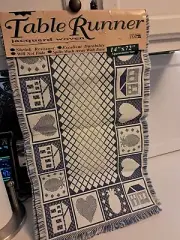 Table Runner/Blue & White/14X72/Country Theme