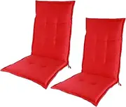 High Back Garden Chair Cushion, Adirondack Chair Cushions, Thin Waterproof Handmade Cotton Filling Seating Cushion with Ties for Patio Balcony Home Office(Red,2Pack)