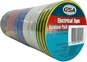 GSA Electrical Insulation PVC Tapes, Rainbow Pack (10 Pieces)