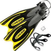 Cressi Frog-Plus Fins with Bungee Straps, X-Small/Small, Yellow
