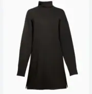 ATM Anthony Thomas Melillo Jersey Turtleneck Dress Black Size Large Button Cuff