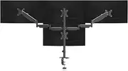 Pholiten Quad 4 Monitor Arm Desk Mount for Max 32 inch Screens, Gas Spring Adjustment Monitor Stand with VESA 75x75mm, 100x100 mm, Clamp & Grommet Install Black MD18864