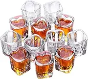 Valeways Heavy Base Shot Glasses - Set of 12, Heart & Square Shapes, Ideal for Tequila & Espresso Shots, Bulk Pack