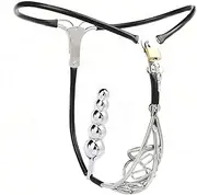 HCUDFN SM Stainless Steel Chastity Belt Metal Underwear Chastity Device BDSM Bondage Sex Toys for Men Couples(Black Schwarz,Waist 108~114cm)