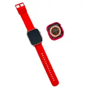 Silicone Candy Watchband with Case for Apple Watch S8 Ultra-Red