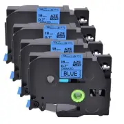 4PK Compatible Brother P-Touch TZ-541 TZe-541 Black on Blue Label Tape 0.7"