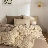 在飛比找蝦皮購物優惠-Arvo Home 現貨 日系格紋舒適夏被套床包4件組 床包