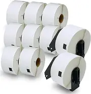 BETCKEY - 10 Rolls DK-11208 Labels Compatible with Brother, 38mm x 90mm, 4000 Labels, Large Address Labels Using for Brother QL Label Printers[2 Reusable Label Holders]