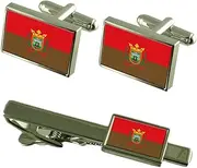 [Select Gifts] Burgos City Spain Flag Cufflinks Tie Clip Box Gift Set