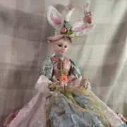 Cynthia Rowley Easter Elf Bunny Shelf Sitter Doll 30" Tabletop Spring Pastel NEW