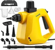 Udodik Portable Steam Cleaner, Multi-Purpose Steam Cleaner with 10 Accessories for Carpets, Curtains, Sofas, Kitchen, Bathroom and More (Yellow)