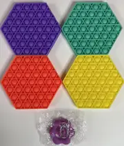 Multi Color Pop Fidget 4 Pack Push Bubble Sensory Set Stress Relief New