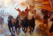 Charge of the Chinese War Chariots : Qing Dynasty : Archival Quality Art Print
