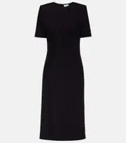 [McQueen] McQueen Wool-blend midi dress AU 10 black