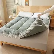 Futon Mattress Japanese Foldable Roll-Up Floor Sleeping Mat Single Double Camping Mattresses Soft Breathable Home Dormitory(Green,100x200cm)
