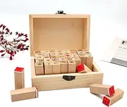 SONGER 40PCS Cute Mini Wood Rubber Stamp Set DIY Diary Scrapbook Stamp Set, Art Stamps for Scrapbook, DIY Card Making, Bullet Journals and Arts & Craft Decoration Supplies