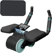 Ab Roller Wheel, Automatic Rebound Abdominal Workout Equipment with LCD Intelligent Display & Knee Pad Mat, Ab Core Strength Trainer for Beginners Home Gym Exercise