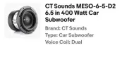 CT Sounds MESO-6-5-D2 6.5 in 400 Watt Car Subwoofer