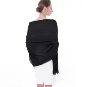 Womens Scarf Pashmina Shawls and Wraps for Evening Dresses Like Chiffon Black