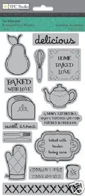 TPC Rubber Cling Stamps SO DELISH BAKED WITH LOVE