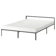 GRIMSBU bed frame, grey/Luröy, Queen