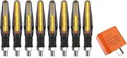 Motorcycle Indicators Flowing Turn Signal Lights Motorcycle LED Turn Signals Light Amber Flasher Flowing Water Built Relay(8 Pcs and Relay)