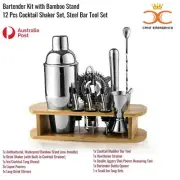New Shipping!! Bartender Kit with Bamboo Stand, 12 Pcs Cocktail Shaker Set