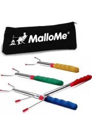 MalloMe Marshmallow Roasting Sticks 45 Inch 4 Pack Smores Kit + 2 Enamel Mugs!