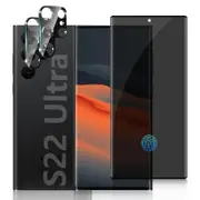 (2+2 Pack) 2 PCS Privacy Tempered Glass Screen Protector+ 2 PCS Camera Lens-For Galaxy S22 Ultra