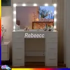 7 Drawers Large Vanity Dresser Mirror with 11 LED Bulbs Makeup Table White
