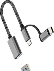 USB C Micro USB OTG Adapter(2-in-1) USB Flash Drive Keyboard Mouse Android Type C for Apple MacBook for iPhone 16 15 Connector Compatible with Samsung S24 Converter USB-A OTG 3.0 for Ipad Accessories