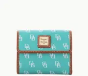 Dooney & Bourke Gretta Small Flap Credit Card Wallet Seafoam New