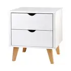 Bedside Table 2 Drawers ANDERS White Artiss