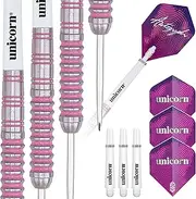 Unicorn Darts Set | Autograph Series Style 1 | 80% Natural Tungsten Barrels with Pink Accents | Steel Tip