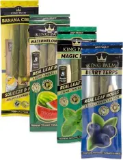 King Palm | Slim Size | Mixed Flavored | Organic Prerolled Palm Leafs | 8 Rolls