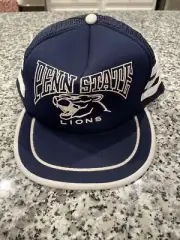 Vintage Penn State Nittany Lions Three Stripe Trucker Hat Mesh New NWT