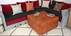 Moroccan Leather Ottoman Pouffe Footstool 30'' Premium Relaxing Square