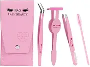 Lash Applicator Tool,PRO, 1 Lash Tweezers 1 Lash Applicator for Lash Clusters Plus 1 Upgraded Eyebrow Tweezers DIY Eyelash Extension Tweezers Kit Eyelash Applicator Tool (3 pcs)