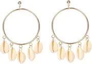 [ROMANSENTIAL] 1 Pair Round Shell Eardrops Stylish Ear Jewelries Round Personality Eardrops