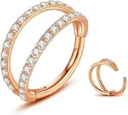 [Yaoyaoyors] 20G 18G 16G 14G Stainless-Steel Nose-Ring-Hoop Septum Clicker :Triple/Double Seamless-Hinged-Piercing Conch Daith Spiral Hoop Cartilage Earring Diameter 6mm 8mm 10mm 12mm Piercing Jewelry