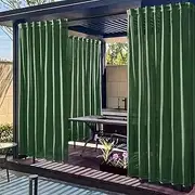 Outdoor Curtains, 2 Panels Outdoor Sheer Curtains for Patio, Waterproof Light Filtering Voile Curtains with Grommet, Privacy Curtains for Garden, Gazebo, Pergola, Porch(Green,51in*95in)